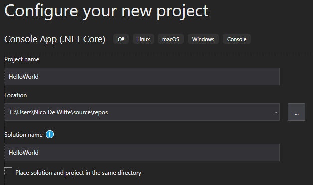 Creating a Console Application in .NET Core