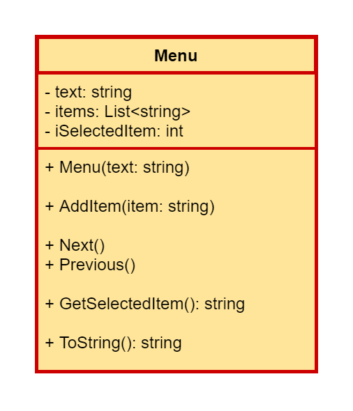 Menu Class